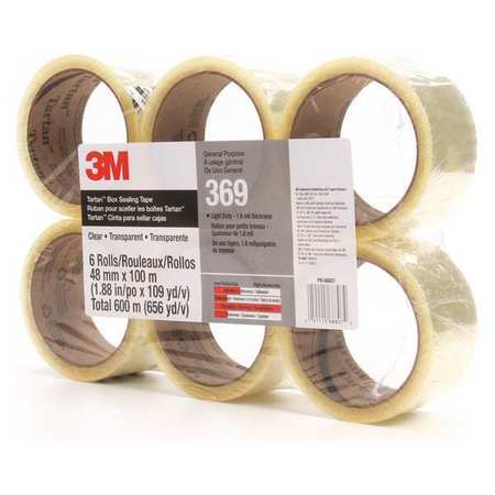 3M Tartan Box Sealing Tape Clear, 48 mm x 100 m, 6 PK 369