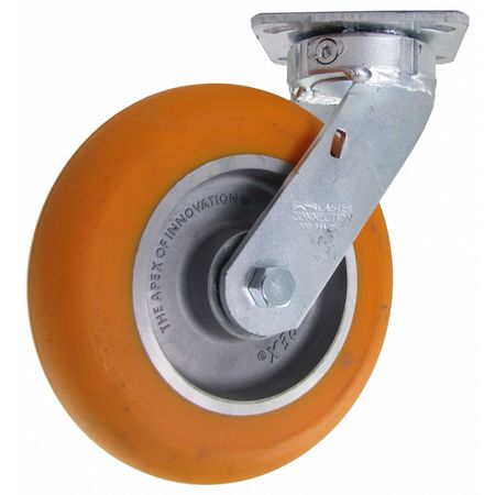 Zoro Select Kingpinless Swivel Plate Caster, Polyurethane, 1200 lb CDP-G-14