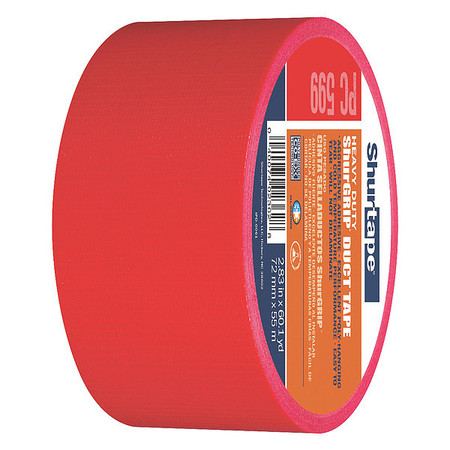 Shurtape Duct Tape, 55m L, 5-15/16 in. D, Red PC 009 RED-72mm x 55m-16 rls/cs