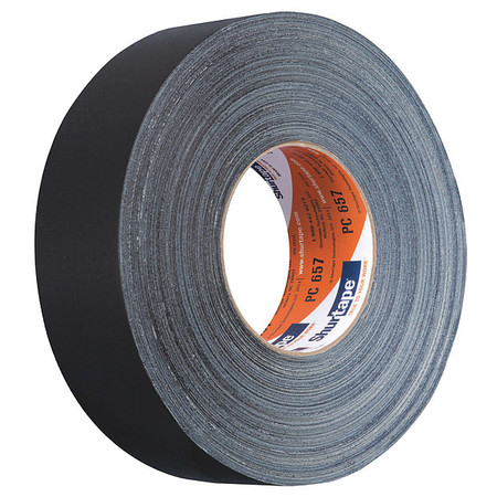 Shurtape Duct Tape, 55m L, Adhesion 104 oz/in, Black PC 657 BLK-48mm x 55m-24 rls/cs