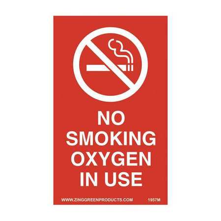 ZING No Smoking Sign, 5 in Height, 3 in Width, Vinyl, Rectangle, English 1957M