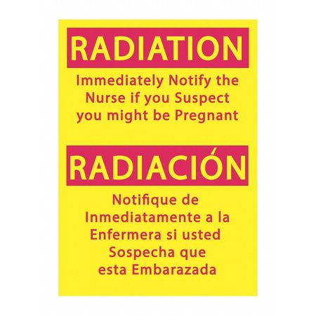 ZING Radiation Sign, 14 in H, 10 in W, Plastic, Rectangle, Spanish, 2931 2931