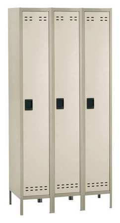 SAFCO Wardrobe Locker, 36 in W, 18 in D, 78 in H, (1) Tier, (3) Wide, Tan 5525TN