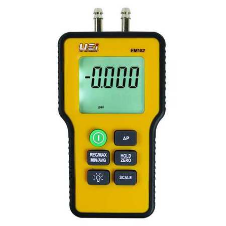 Uei Test Instruments Dual Differential Input Manometer, 9V EM152