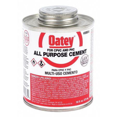 OATEY Cement, All Purpose, Clear, 16 oz., Low VOC 30834