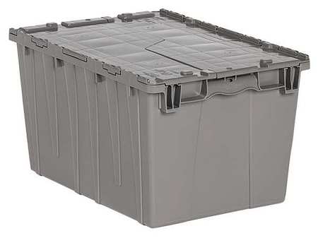 Orbis Gray Attached Lid Container, Plastic, Metal Hinge, 12.71 gal Volume Capacity FP171 GRAY
