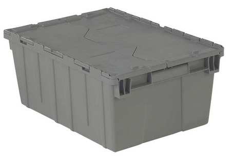 ORBIS Gray Attached Lid Container, Plastic, Metal Hinge FP143 GRAY