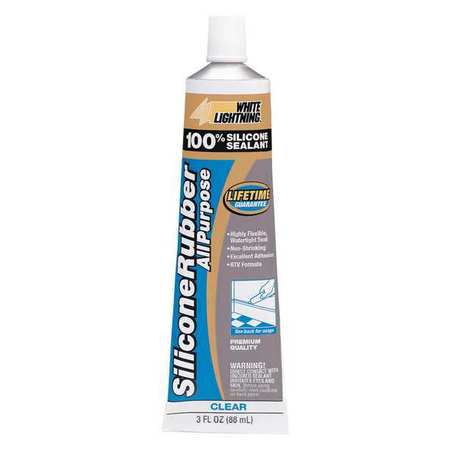 WHITE LIGHTNING All Purpose Sealant, 3 oz, Tube, Clear, RTV Silicone Base W11121005