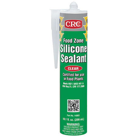 CRC Sealant, 10.1 oz, Cartridge, Clear, Polydimethylsiloxane Base 14083