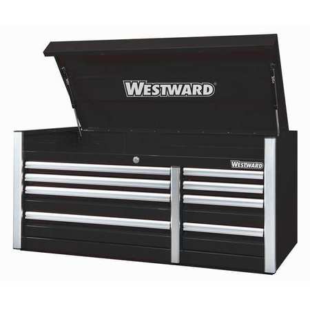 WESTWARD WESTWARD Top Chest, 8 Drawer, Black, Steel, 54 in W x 26 in D x 25 in H 49NR87