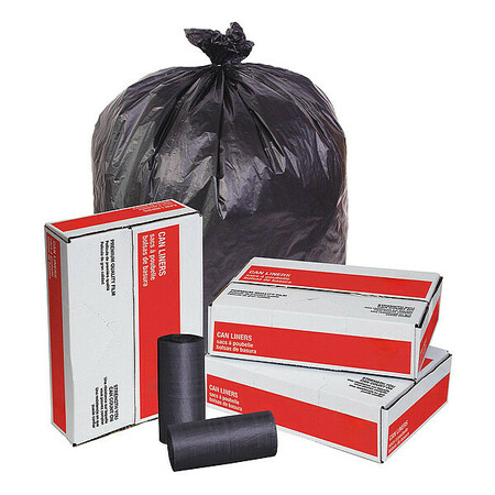 Tough Guy 60 Gal Trash Bags, 38 in x 58 in, Extra Heavy-Duty, 19 micron, Black, 150 Pack 49P436