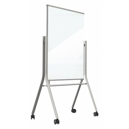 BEST-RITE 69-19/64"x35-1/2" Glass Mobile Whiteboard, Silver Frame 74955