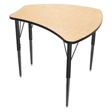 MOORECO Student Desk, 27 1/4 in D, 28 3/4 in W, Fusion Maple, Black 90580