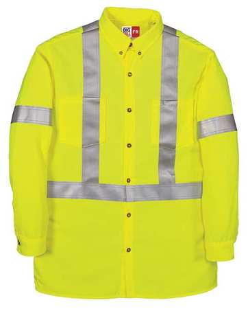 BIG BILL Flame Resistant Collared Shirt, Yellow, Tencate Tecasafe(R) Plus, M 148BDTY7-MT-YEL