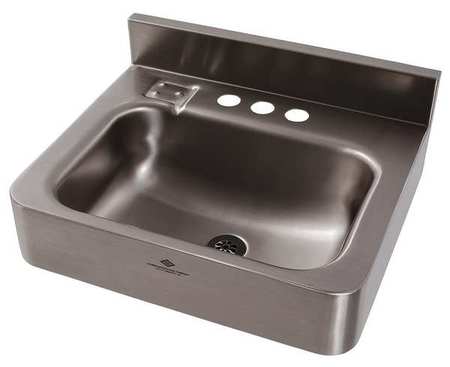 Dura-Ware Silver Bathroom Sink, Stainless Steel, Wall Mount Bowl Size 14-1/2" x 9-1/2" 1950-1-09-GT-H34