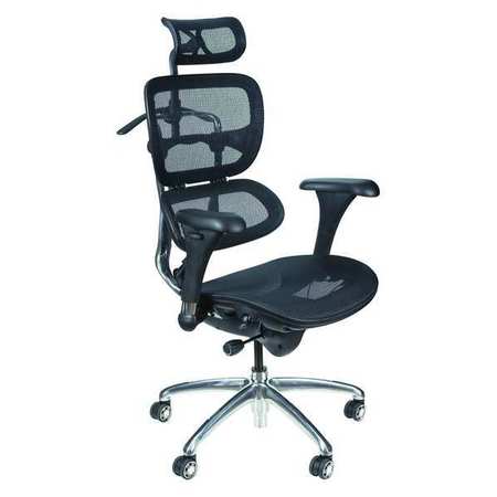 MOORECO Mesh Task Chair, 18" to 21", Adjustable Arms, Black 34729