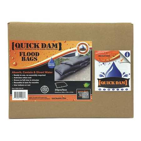 Quick Dam Flood Barrier, 2 ft.L, 3-1/2"H, PK120 QD1224-120