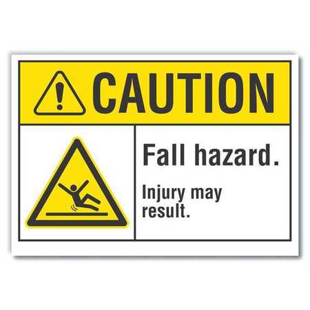 LYLE Fall Hazard Caution Reflective Label, 7 in Height, 10 in Width, Reflective Sheeting, English LCU3-0019-RD_10x7