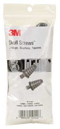 3M E-A-R Vending Packs / Skull Screws Reusable Foam Ear Plugs, Bell Shape, 32 dB, Silver, 4 PK VP-P1301