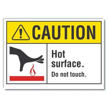 LYLE Hot Surface Caution Reflective Label, 7 in Height, 10 in Width, Reflective Sheeting, English LCU3-0099-RD_10x7