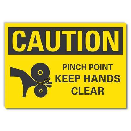 LYLE Pinch Point Caution Reflective Label, 5 in Height, 7 in Width, Reflective Sheeting, English LCU3-0152-RD_7x5