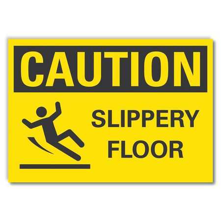 LYLE Slippery Floor Caution Reflective Label, 3 1/2 in H, 5 in W, , English, LCU3-0140-RD_5x3.5 LCU3-0140-RD_5x3.5