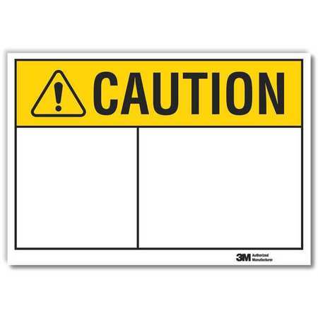 LYLE Caution Sign, 7" W, 5" H, English, Vinyl, White, Yellow LCU3-0199-RD_7x5