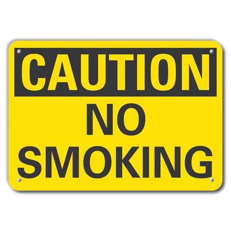 LYLE Caution No Smoking Sign, 10" H, 14 in W, Horizontal Rectangle, English, LCU3-0210-RA_14x10 LCU3-0210-RA_14x10