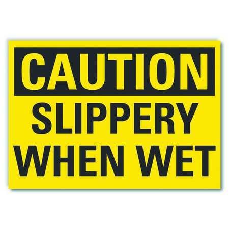 LYLE Slippery Floor Caution Reflective Label, 5 in H, 7 in W, , English, LCU3-0245-RD_7x5 LCU3-0245-RD_7x5