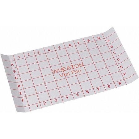 WHEATON Index Card, For 54 Vials Store Case, PK35 W228787
