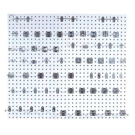 Triton Products (2) 24 In. W x 42-1/2 In. H White Epoxy 18-Gauge Steel Square Hole Pegboards 63 pc. LocHook Assortment LB2-Kit