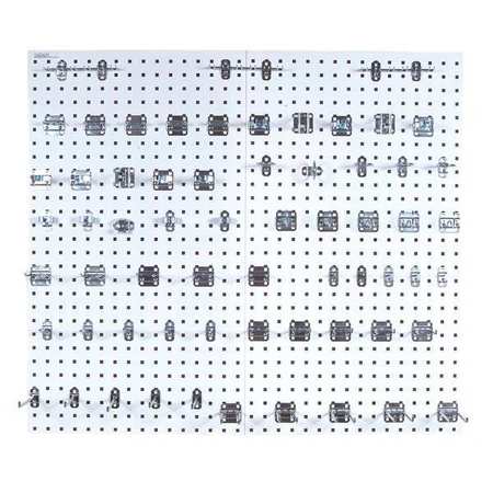 TRITON PRODUCTS (2) 24 In. W x 42-1/2 In. H White Epoxy 18-Gauge Steel Square Hole Pegboards 63 pc. LocHook Assortment LB2-Kit