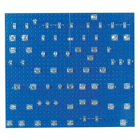 Triton Products (2) 24 In. W x 42-1/2 In. H Blue Epoxy 18-Gauge Steel Square Hole Pegboards 63 pc. LocHook Assortment LB2-BKit