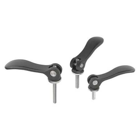 KIPP Cam Lever Adjustable S0 8-32X15, A=52, 3, B=18, Aluminum Black Powder-Coated, Comp: Stainless Steel K0006.05111AEX15