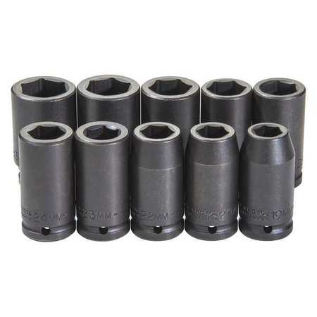 Proto 3/4" Drive Impact Socket Set, Metric, 10 pcs J72100M