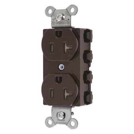 HUBBELL Receptacle, 20 A Amps, 125V AC, Flush Mount, Standard Duplex Outlet, 5-20R, Brown SNAP5362TRA