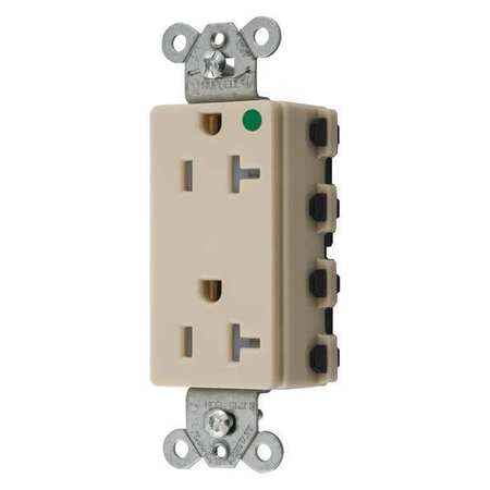 HUBBELL Receptacle, 20 A Amps, 125V AC, Flush Mount, Standard Duplex Outlet, 5-20R, Ivory SNAP2182ITRA