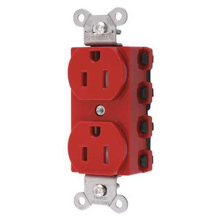 HUBBELL Receptacle, 15 A Amps, 125V AC, Flush Mount, Standard Duplex Outlet, 5-15R, Red SNAP5262RTRA