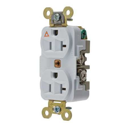 HUBBELL Receptacle, 20 A Amps, 125V AC, Flush Mount, Standard Duplex Outlet, 5-20R, White IG5362W