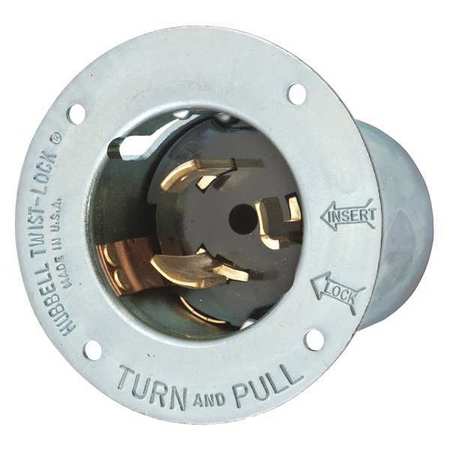HUBBELL 50A Locking Receptacle 2P 3W 125VAC Silver CS6377