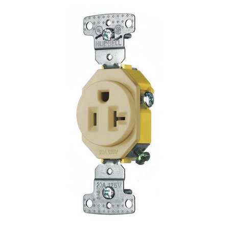 Zoro Select Receptacle, 20 A Amps, 125V AC, Flush Mount, Single Outlet, 5-20R, Ivory RR201I