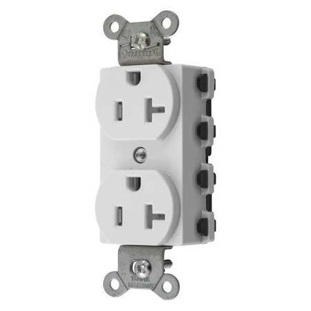 HUBBELL Receptacle, 20 A Amps, 125V AC, Flush Mount, Standard Duplex Outlet, 5-20R, White SNAP5362WTRA