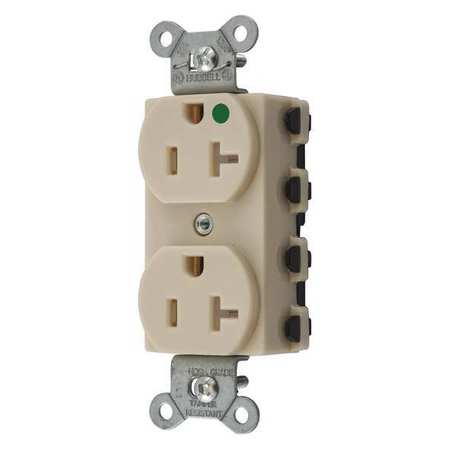 HUBBELL Receptacle, 20 A Amps, 125V AC, Flush Mount, Standard Duplex Outlet, 5-20R, Ivory SNAP8300ITRA