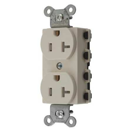 HUBBELL Receptacle, 20 A Amps, 125V AC, Flush Mount, Standard Duplex Outlet, 5-20R, Light Almond SNAP5362LATRA