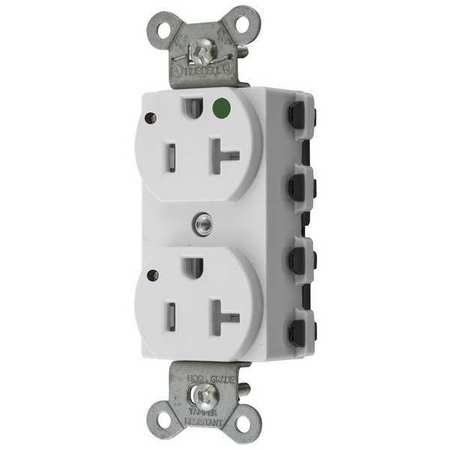 HUBBELL Receptacle, 20 A Amps, 125V AC, Flush Mount, Standard Duplex Outlet, 5-20R, White SNAP8300WLTRA