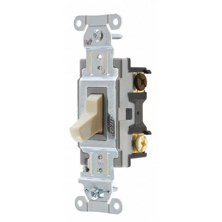 HUBBELL Wall Switch, 20A, Ivory, 1 HP, 3-Way Switch CSB320I