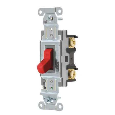 HUBBELL Wall Switch, 20A, Red, 1 HP, 1-Pole Switch CSB120R