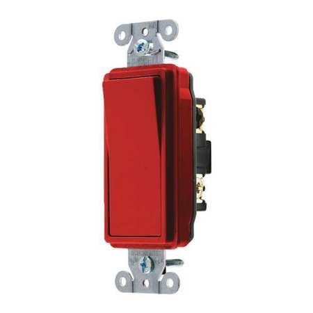 HUBBELL Wall Switch, 20A, Red, 1 HP, 3-Way Switch DS320R