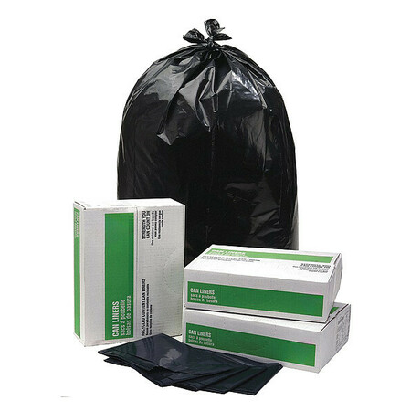Tough Guy 42 Gal Recycled Material Trash Bags, 32 in x 46 in, Super Heavy-Duty, 3 mil, Flat Seal, 40 Pack 49YW69