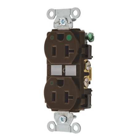 ZORO SELECT Receptacle, 20 A Amps, 125V AC, Flush Mount, Standard Duplex Outlet, 5-20R, Brown 8300HBL
